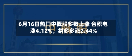 6月16日热门中概股多数上涨 台积电涨4.12%，拼多多涨2.44%-第3张图片
